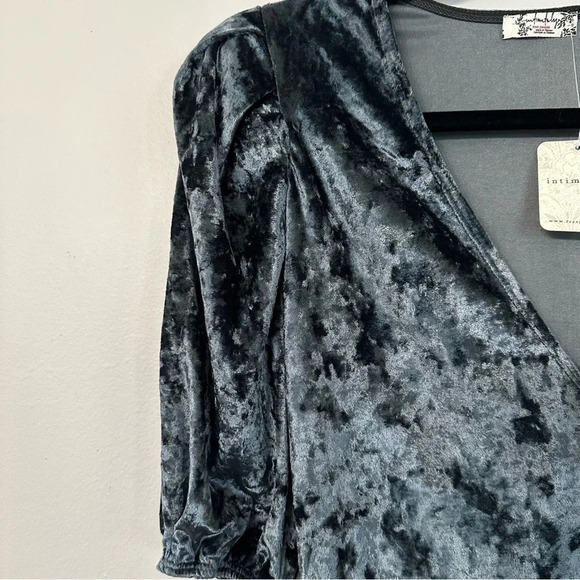 Intimately Free People Sunflower Seed Velvet Puff Sleeve Bodysuit Size XS NWT - Picture 3 of 9